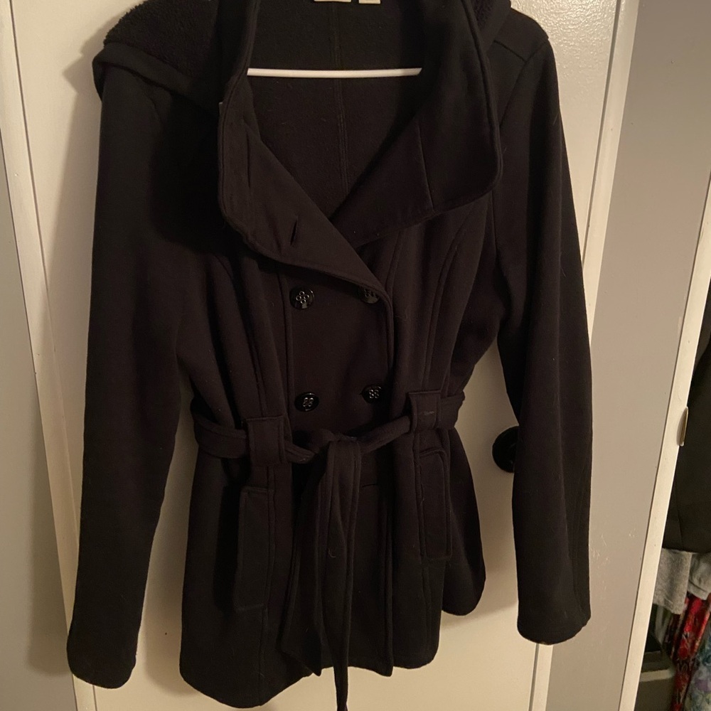 Women's Black Double-Breasted Coat